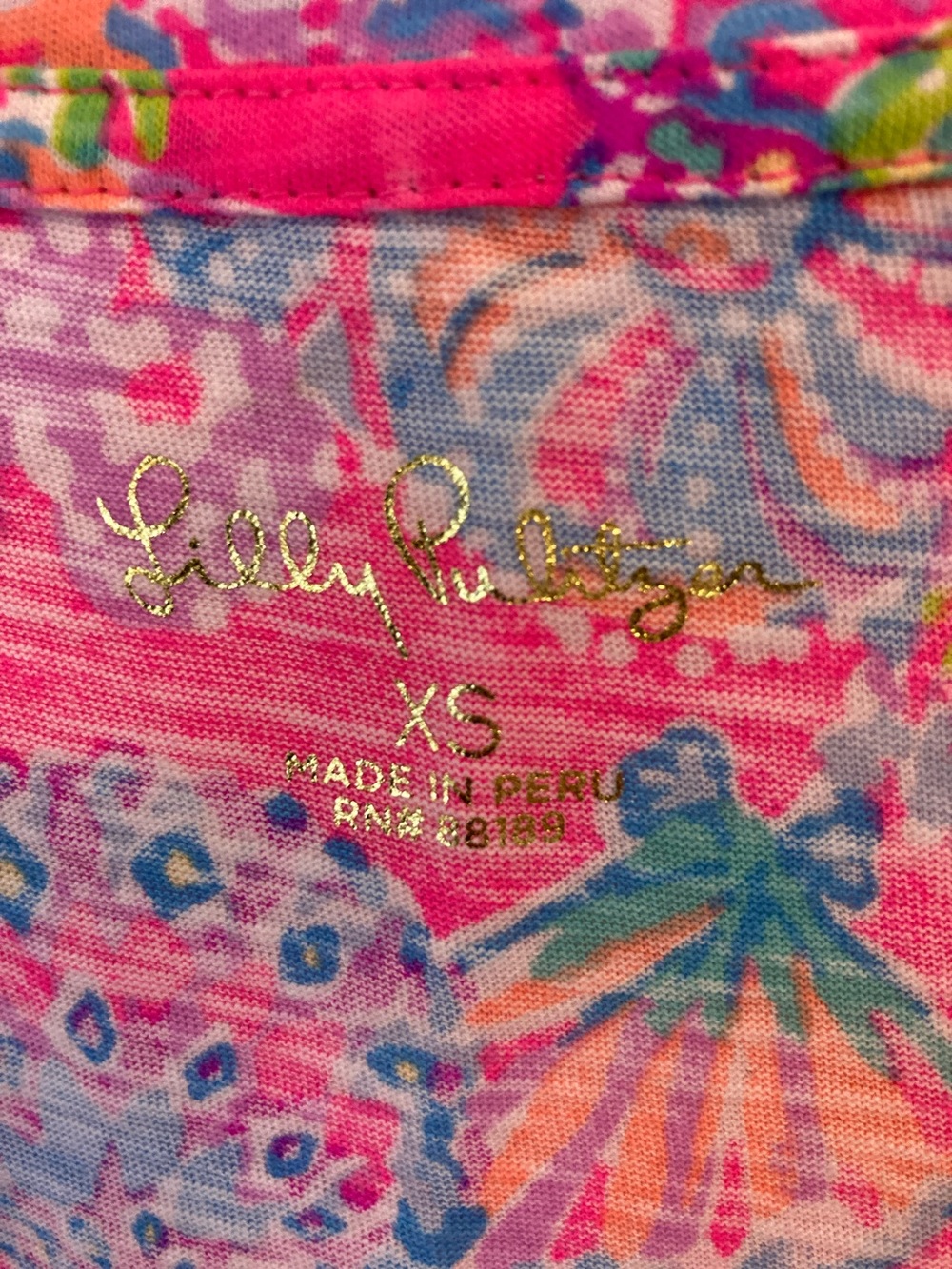 Lilly Pulitzer Hot Pink Multicolor Floral V‑Neck Tee - Picture 2 of 5